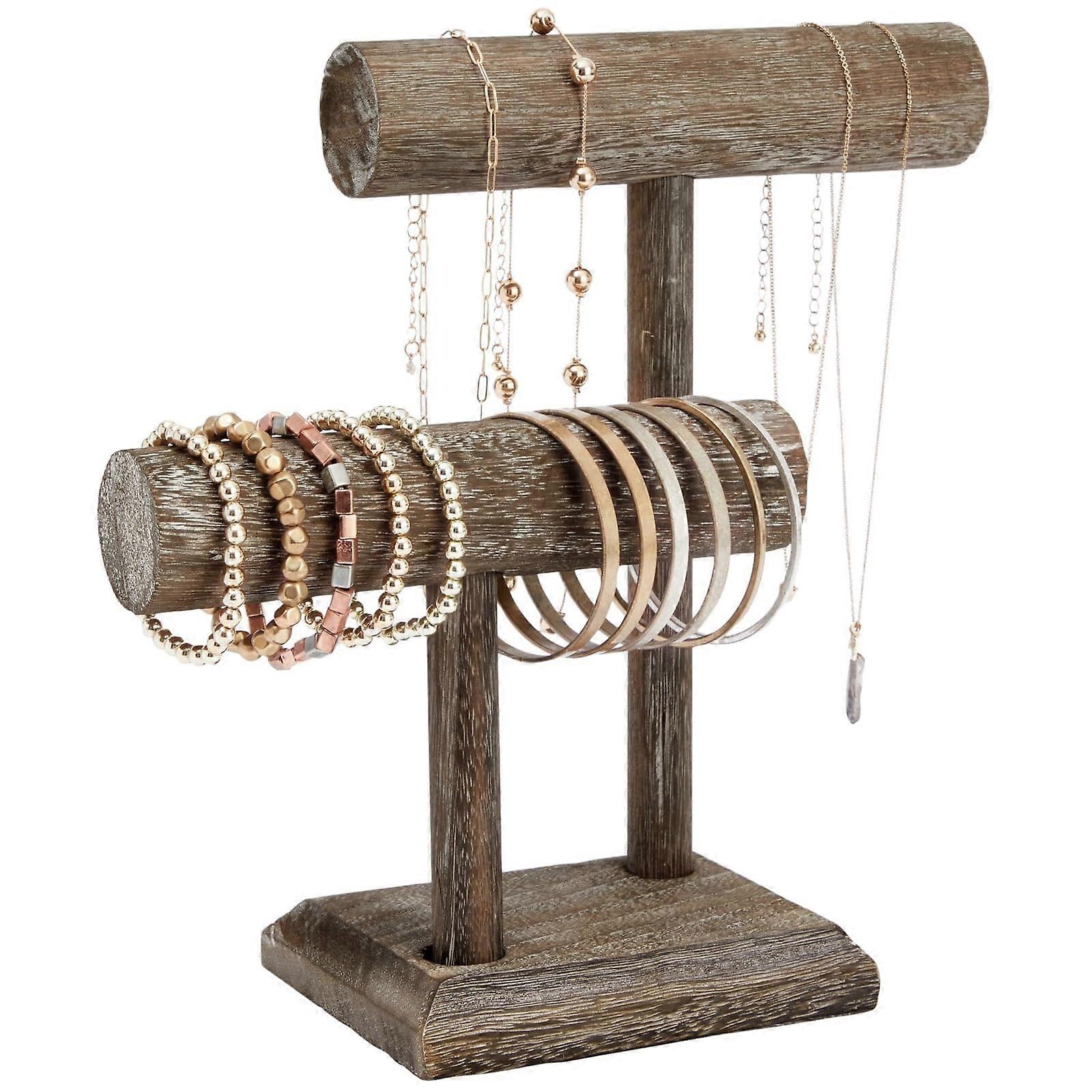 Rustic-Style Jewelry Organizer Stand 8x4x9 Inches For Display And Storage, Countertop Jewelry Display Stand