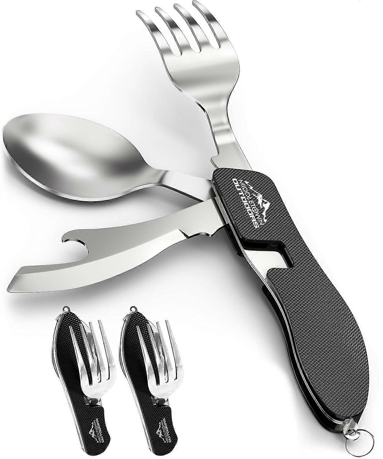 2-Pack Camping Flatware - Stainless Steel Cutlery Outdoors for