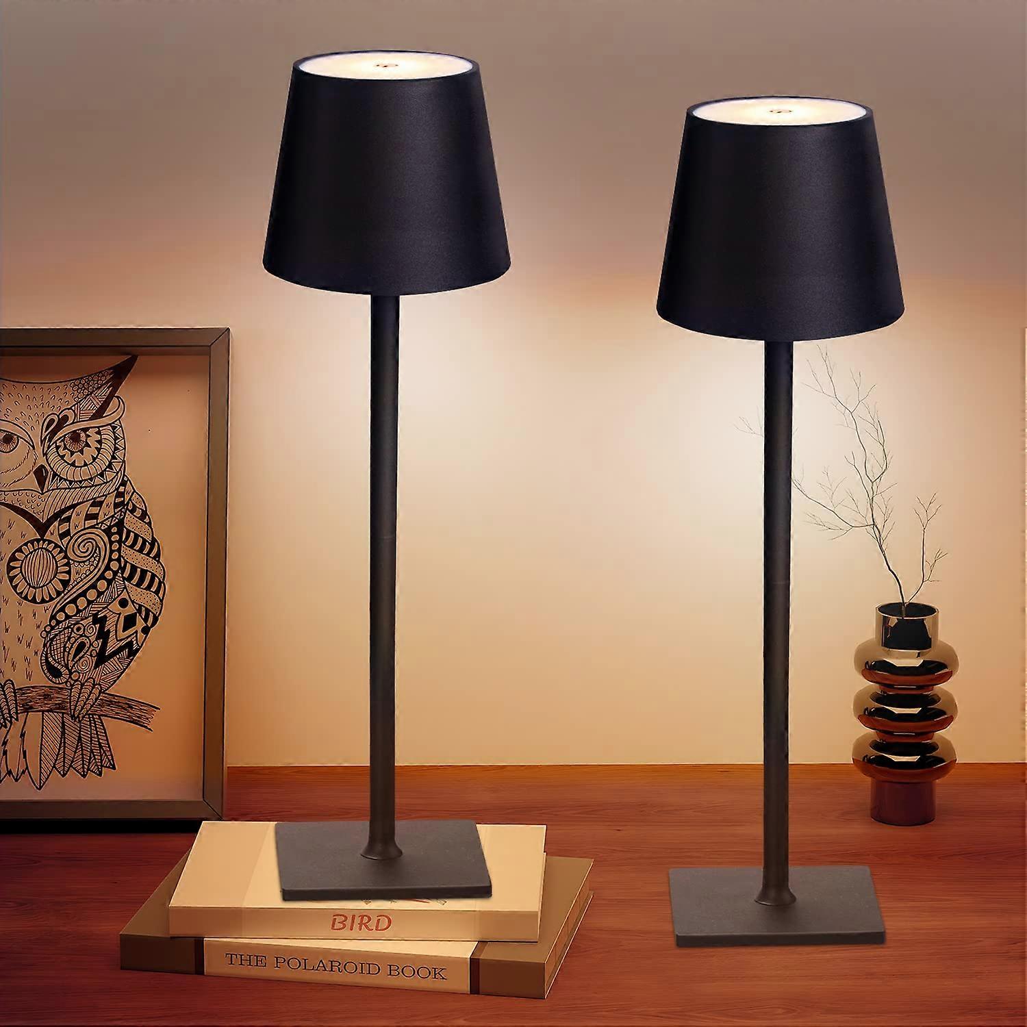 Cordless Table Lamps 2 Pack with 3 Color Stepless Dimming and 5000mAh Rechargeable LED Battery for Bedroom Desk