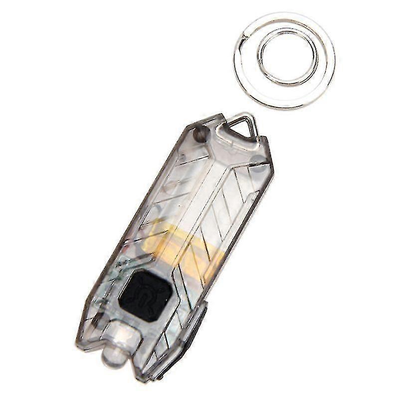 Mini Led Keychain Flashlight Electric Torch Portable Usb Charging Rechargeable 45lm 2 Modes Tube Camping Night Reading Cycling(Light Grey)