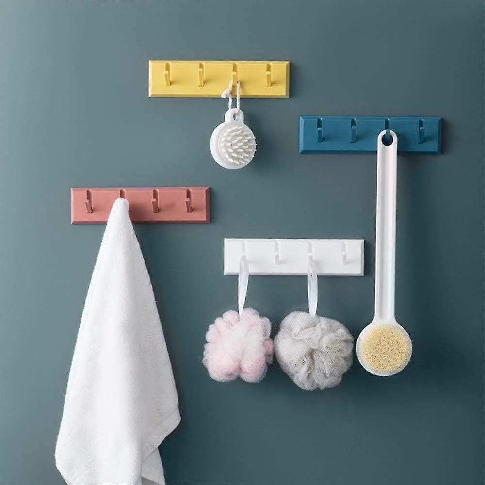 Set of 4 self-adhesive wall hooks for hanging coats, towels, bathrobes, keys