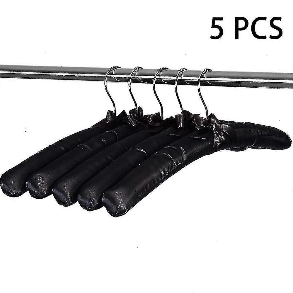 5 Pack Satin Padded Hangers-black