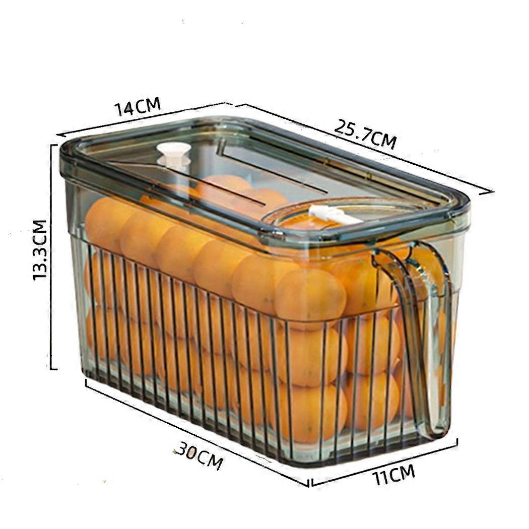 Kitchen Refrigerator Organizer Containers, Stackable Food Storage Container With Lid Handle, Fresh Container With Basket