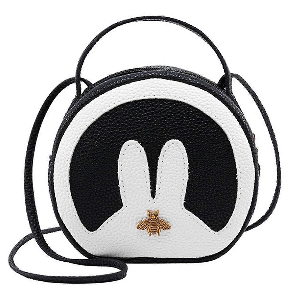 PU Leather Messenger Bag Rabbit Ear Pattern Round Bag Single Shoulder Strap Crossbody Bag