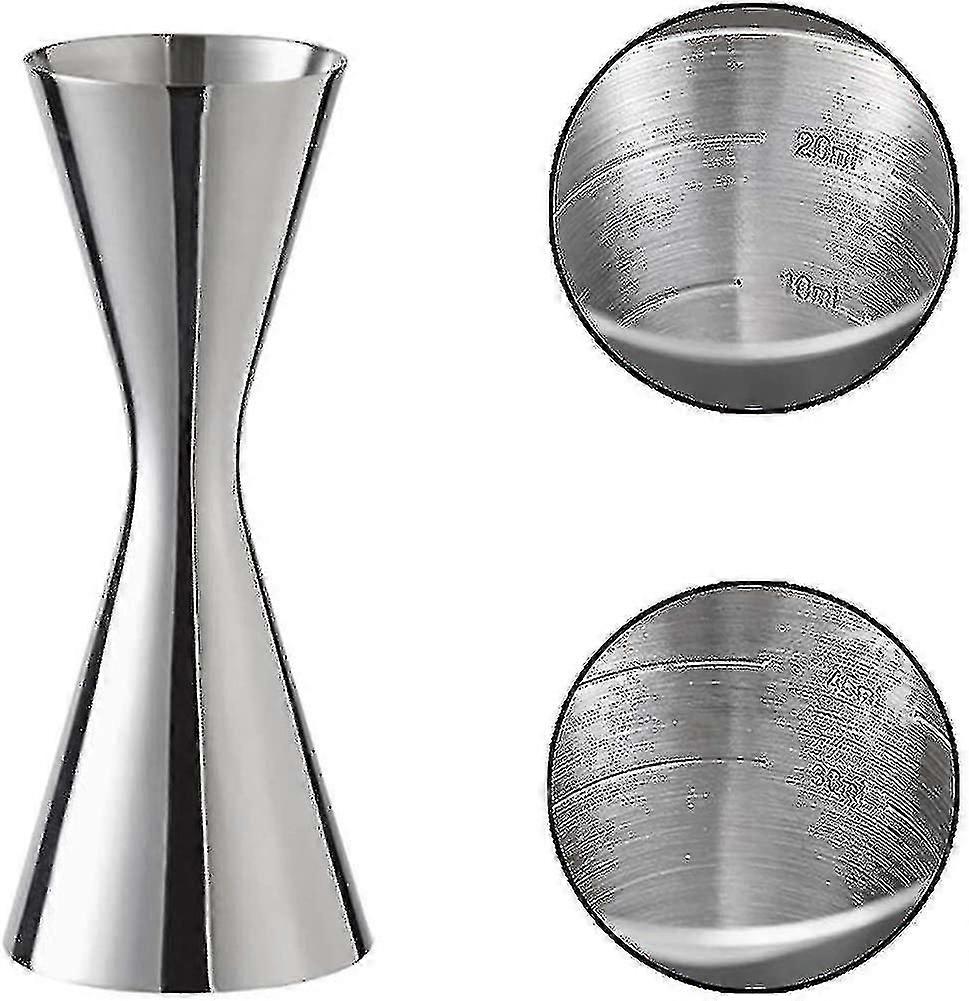 Jigger cocktail bifacciale in acciaio inossidabile, barista professionista argento 1pc