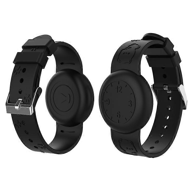 Protective Case for Apple AirTag Anti-Lost Tracker Number Design Waterproof Silicone Wristband-Black