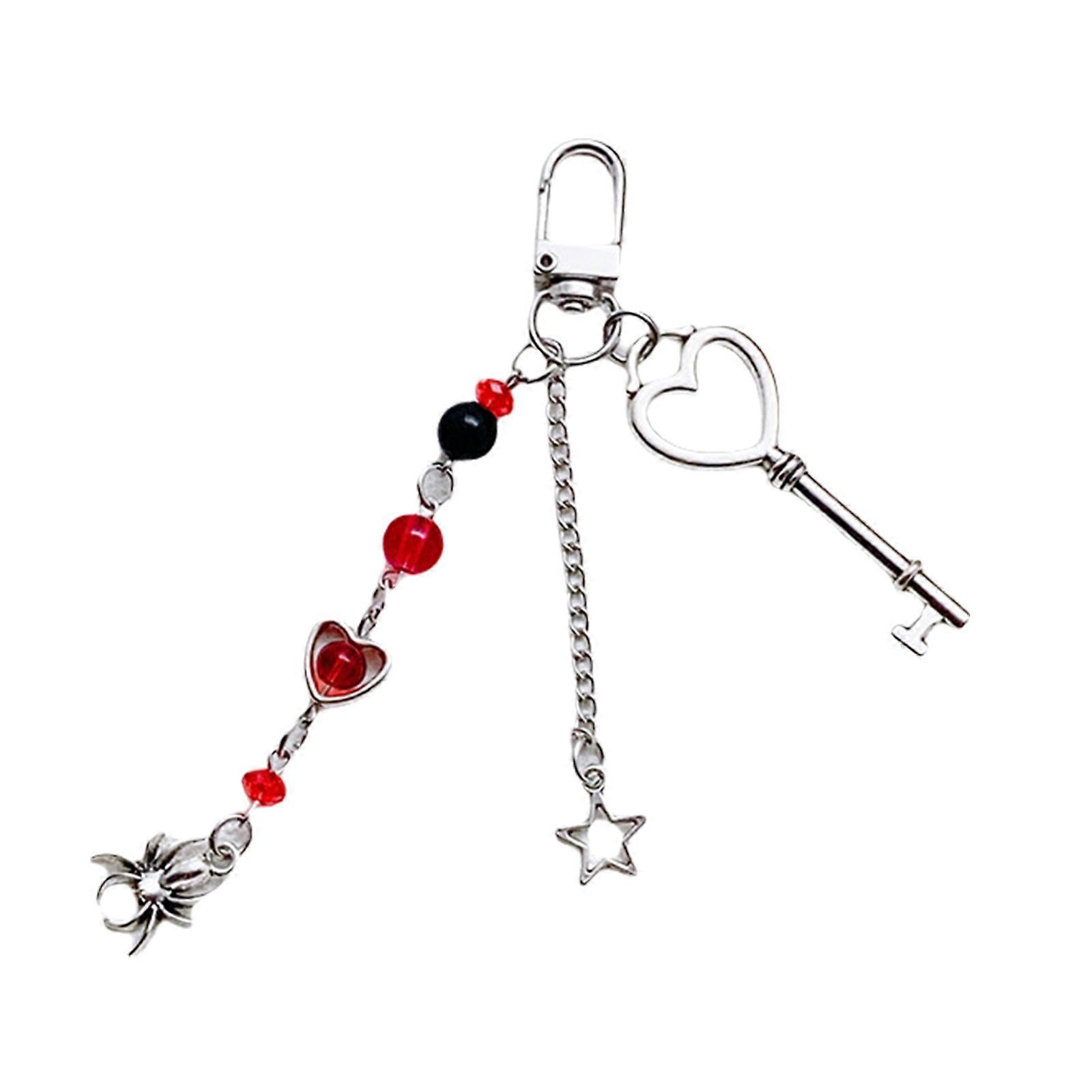 Unique Handmade Beaded Keyring With Acrylic Fish Pendant Bag Charm Accessory Fashon Keychain Stylish Key Holder