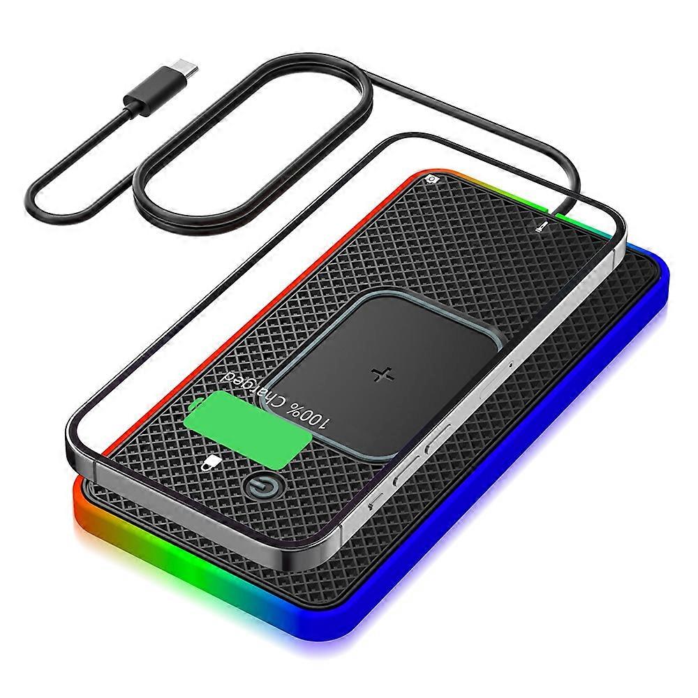 D15PRO 15W Car Wireless Charger Non Slip Desktop Silicone Charging Pad with Button Control Ambient L
