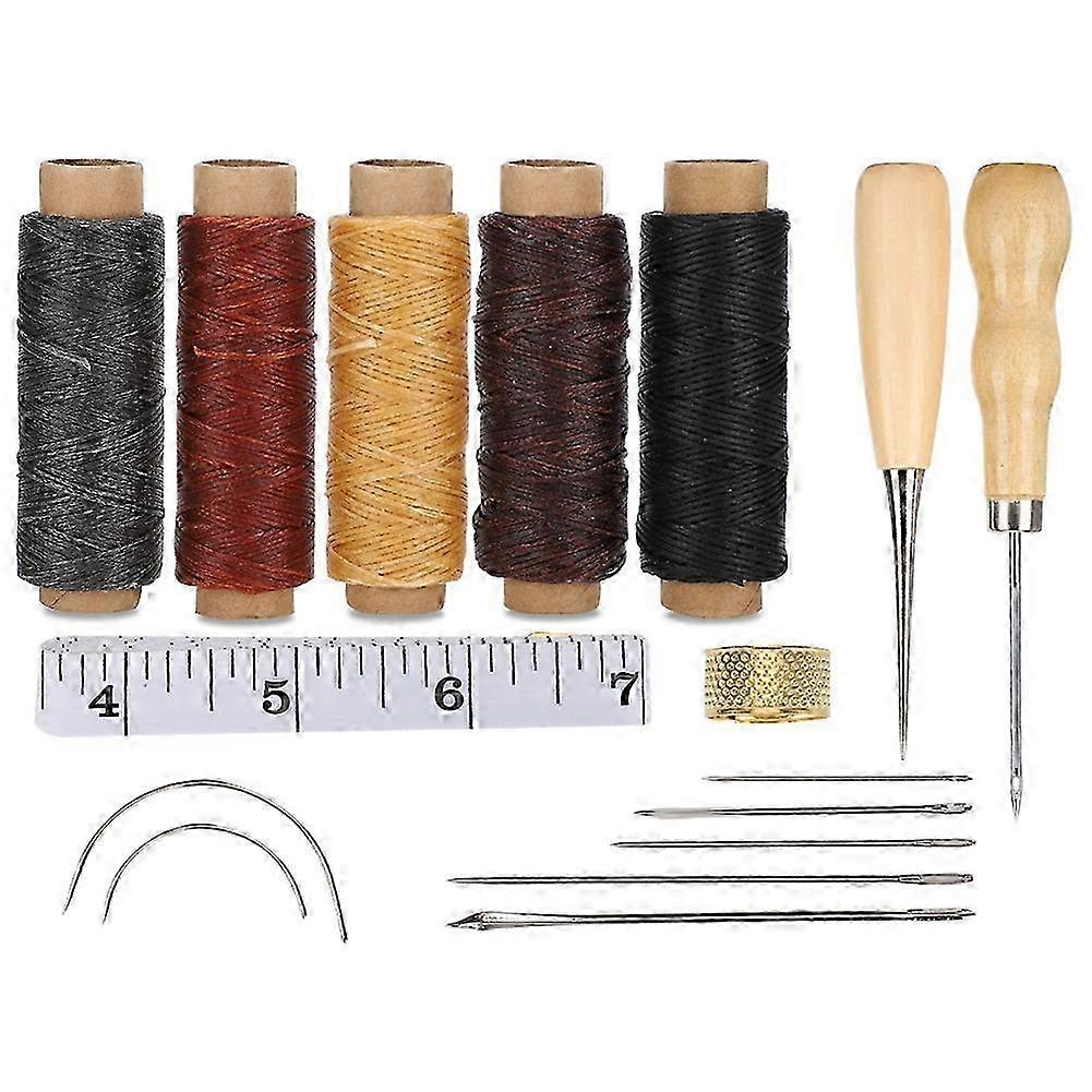 Leather Hand Sewing DIY Stitching Craft Tool Thimble Measuring Tape Awl Accessory Set