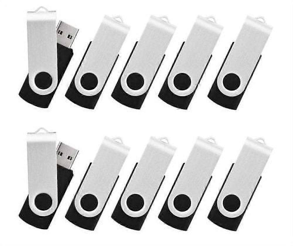 10 Pack USB Flash Drive, 8GB Flash Drive, USB2.0 Flash Drive, Swivel Flash Drive, Thumb Drives, Memory Stick, Black