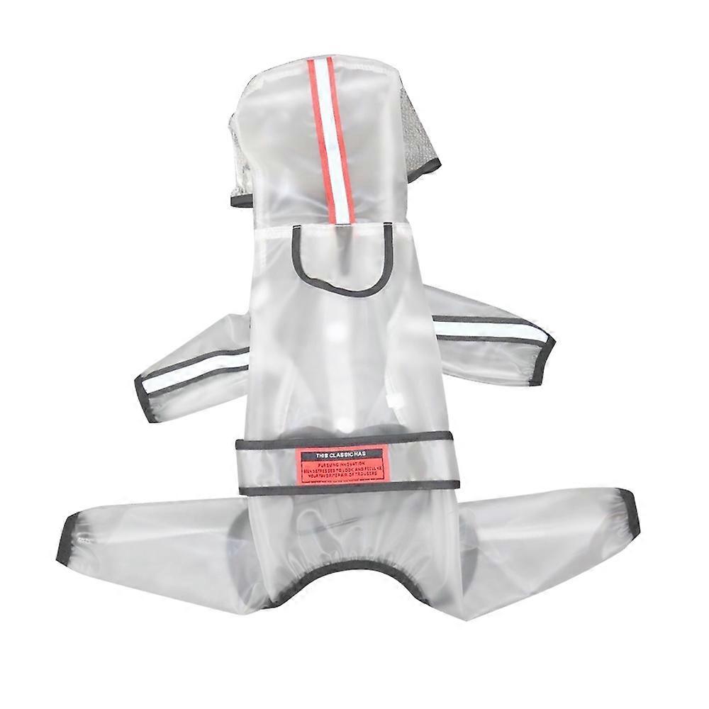 Transparent Dog Raincoat for All Weather, Waterproof Tpu Material with Reflective Strips for Enhanced Visibility, Adjustable Waist Drawstring for