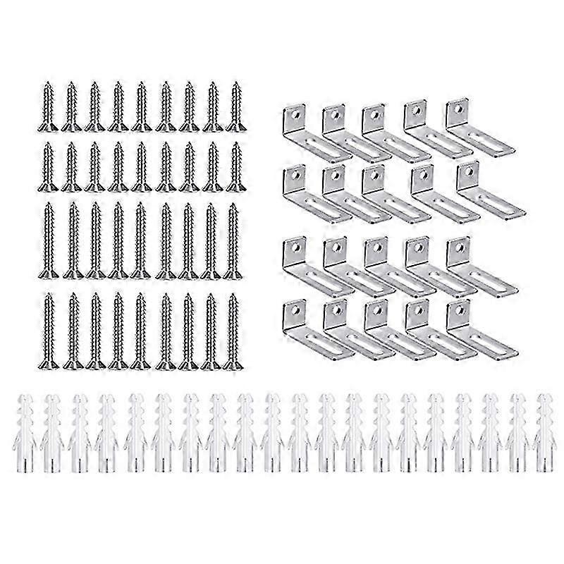 Whiteboard Mounting Hardware Kit 20-Piece L-Shaped Brackets with Screws & Expansion Tubes