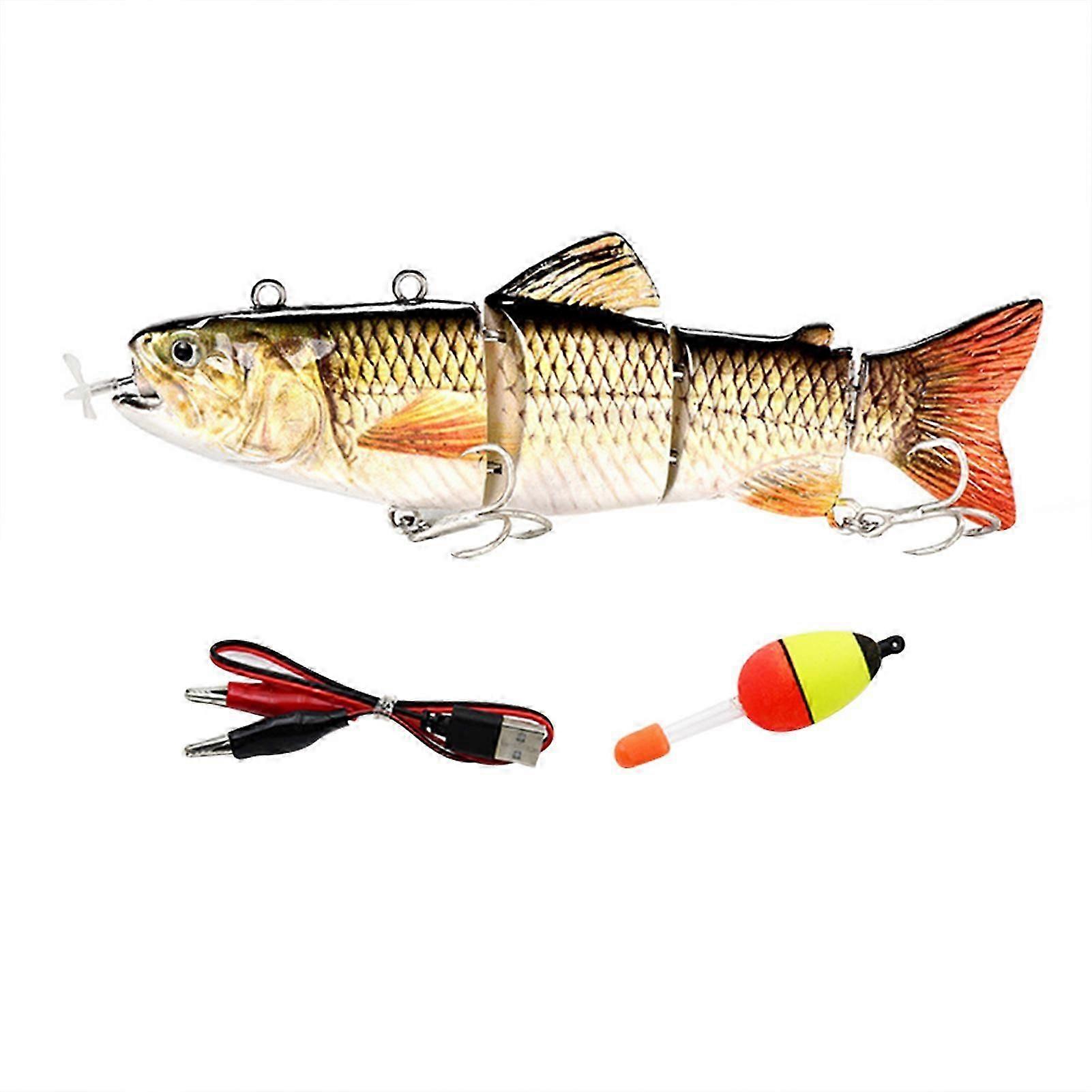 USB Rechargeable Robotic Fishing Lure with LED Light, Multi-Jointed Swimbaits for Bass Fishing Accessories