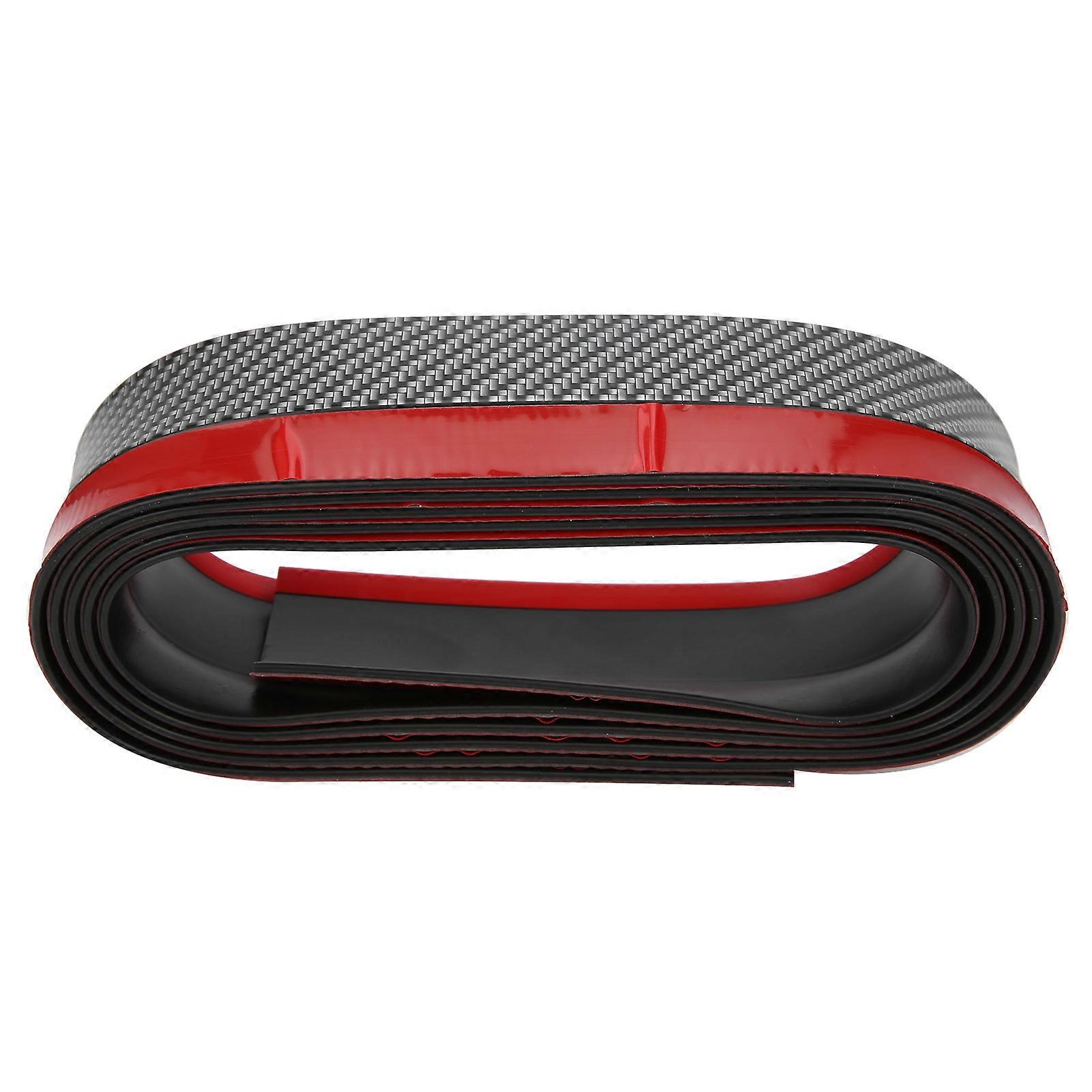 Front Bumper Lip Sticker Rubber Protector Side Skirt Anti Collision Strip Guards 2.5meters/8.2ft(Carbon Fiber Color Red Edge )