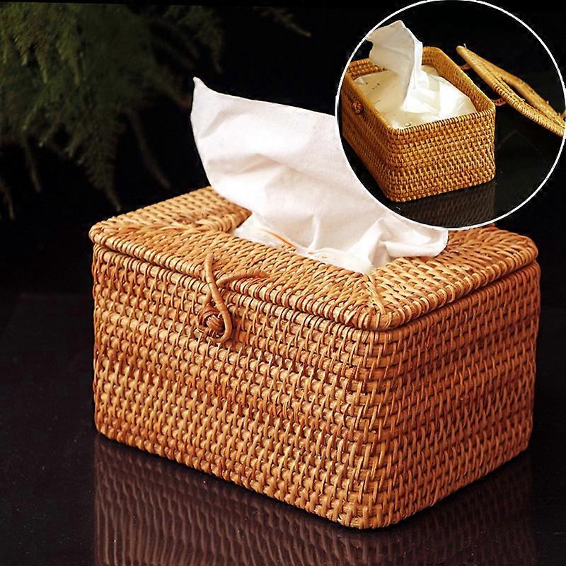 Rectangle Paper Rack Rattan Tissue Box Handmade Tissue Storage Case
