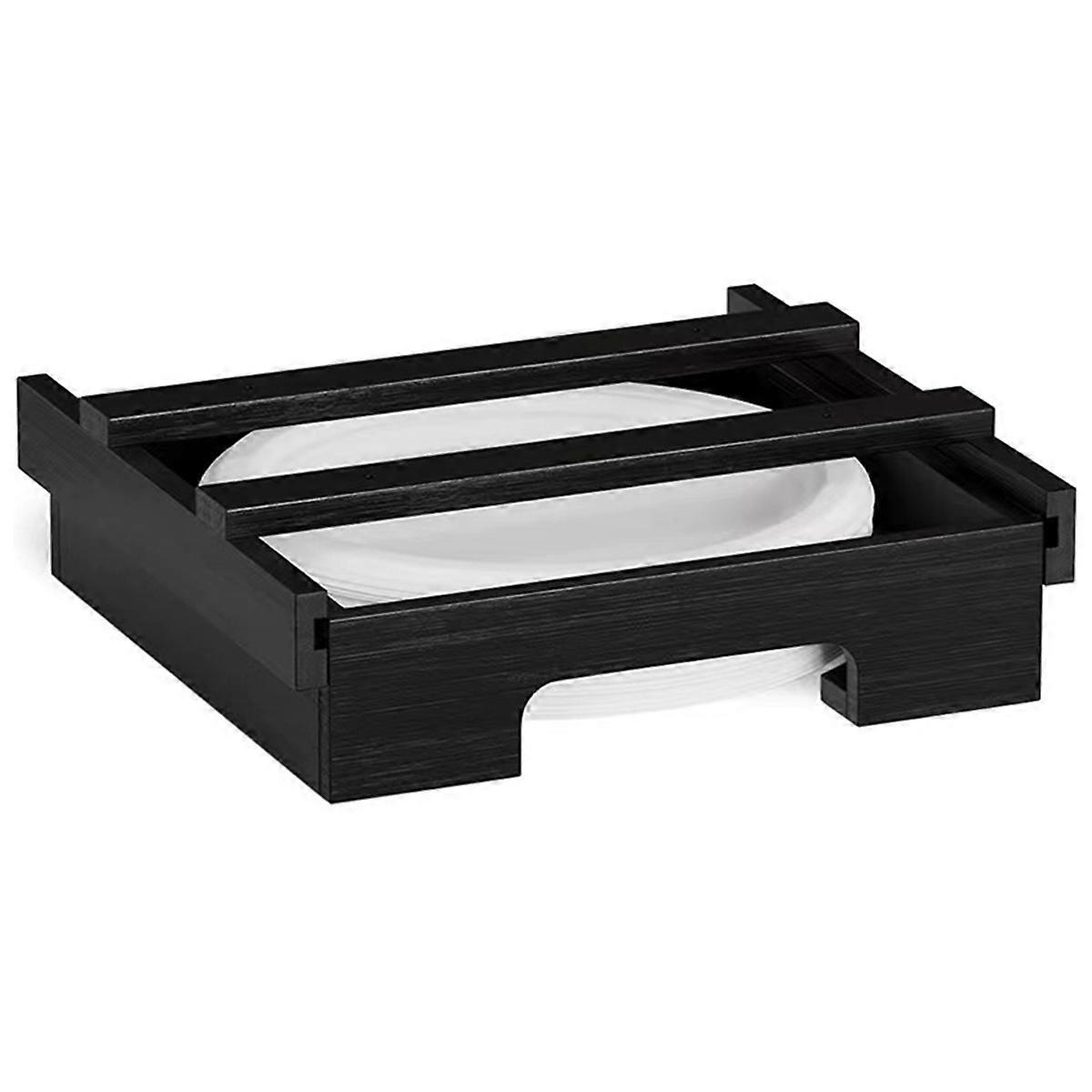 Paper Plate Dispenser for 9 Inch Under Cabinet Bamboo Plates Holder,B