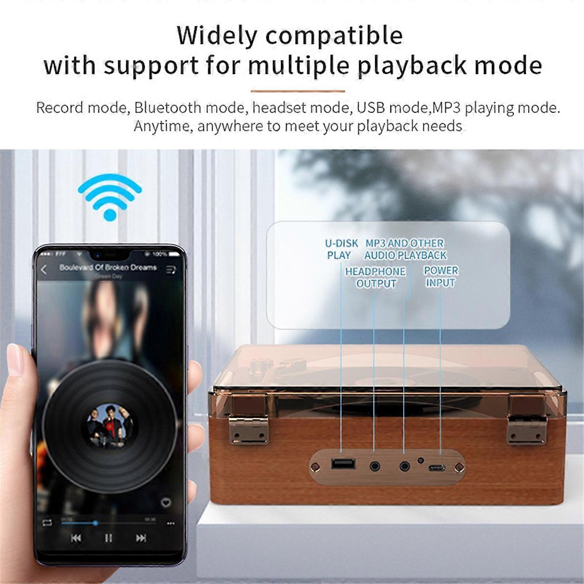 Lecteur CD rétro Bluetooth 5.0 Haut-parleur intégré rechargeable B