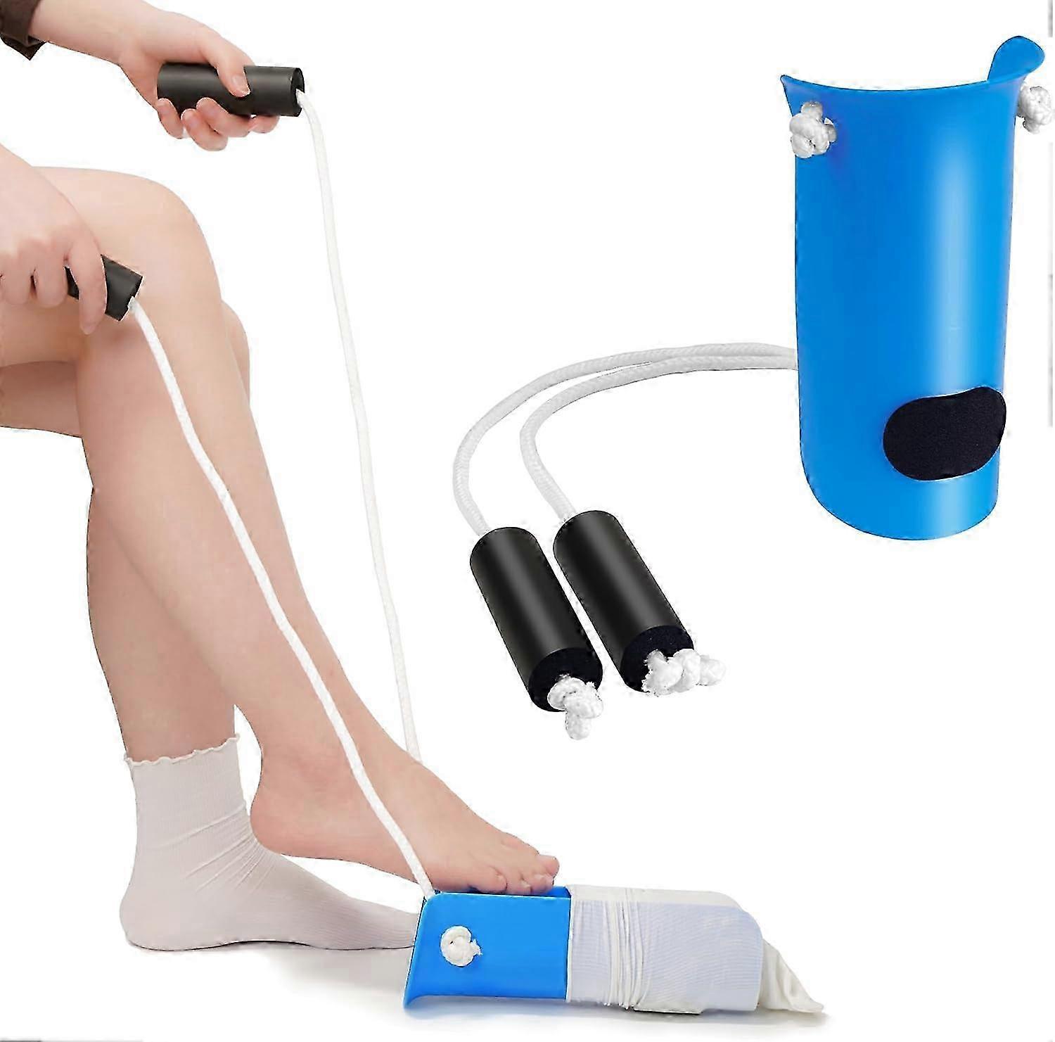Sock Aid Tool with Foam Handles Elderly Disability Blue