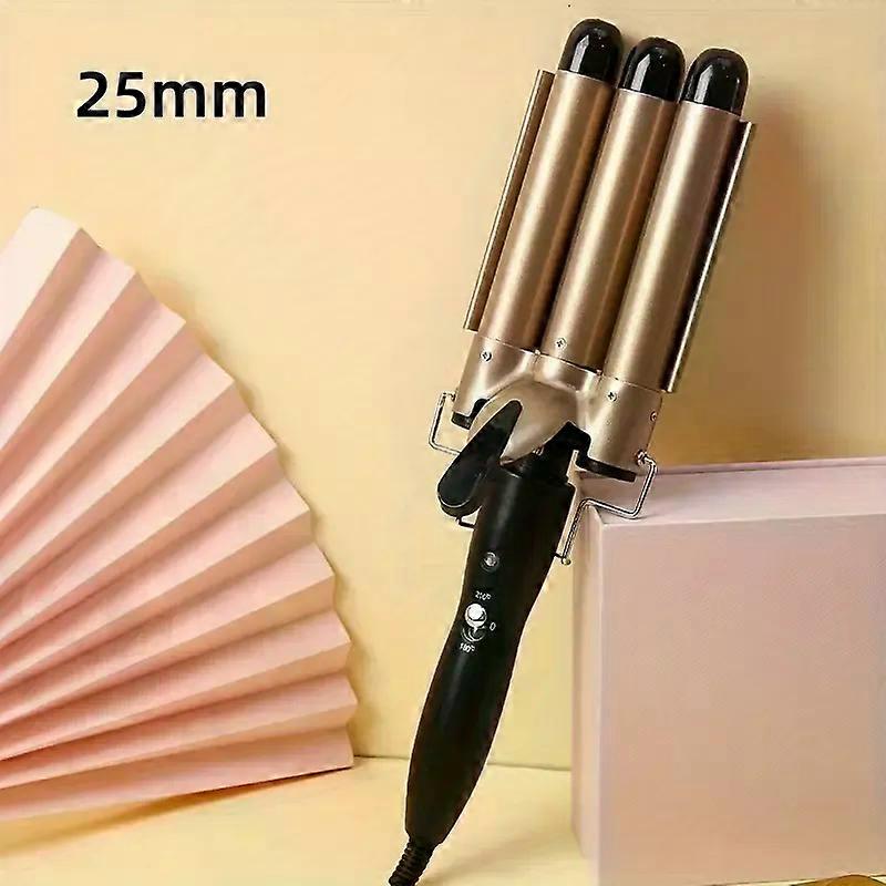 25mm Three-tube Egg Roll Curling Rod With Two Temperature Controls, Fast Heating Portable Curler For Wavy Hair
