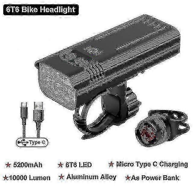 5t6 Led Bisiklet Işığı 20000 Lümen Süper Parlak Bisiklet Lambası Şarj Edilebilir Işıklar Fener Bisiklet El Feneri Ön Arka Arka Işıklar İçin