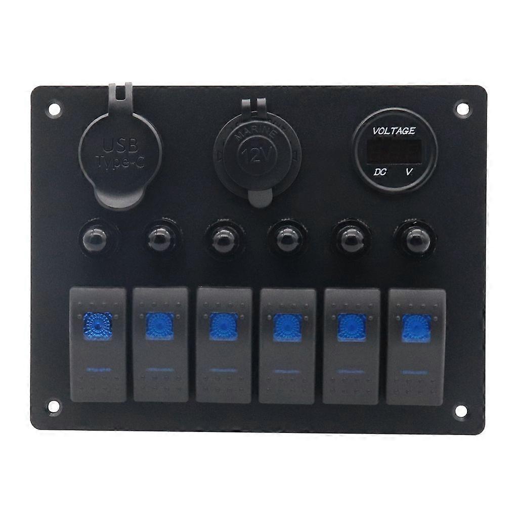 Marine Auto Switches Panel with Voltage Display Water Resistant Switches Panel