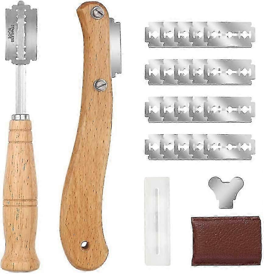 Professional Bread Knife with 20 Stainless Steel Blades for DIY Bread Patterns Baking Tool