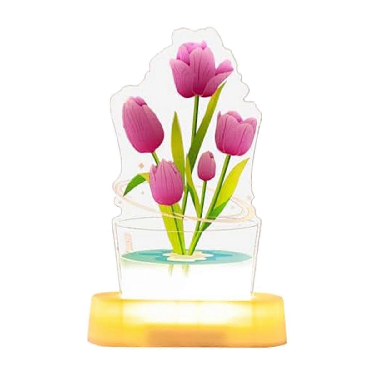 Luz Noturna Tulipa 3D, Candeeiro de Mesa de Cabeceira para Decoração de Quarto B