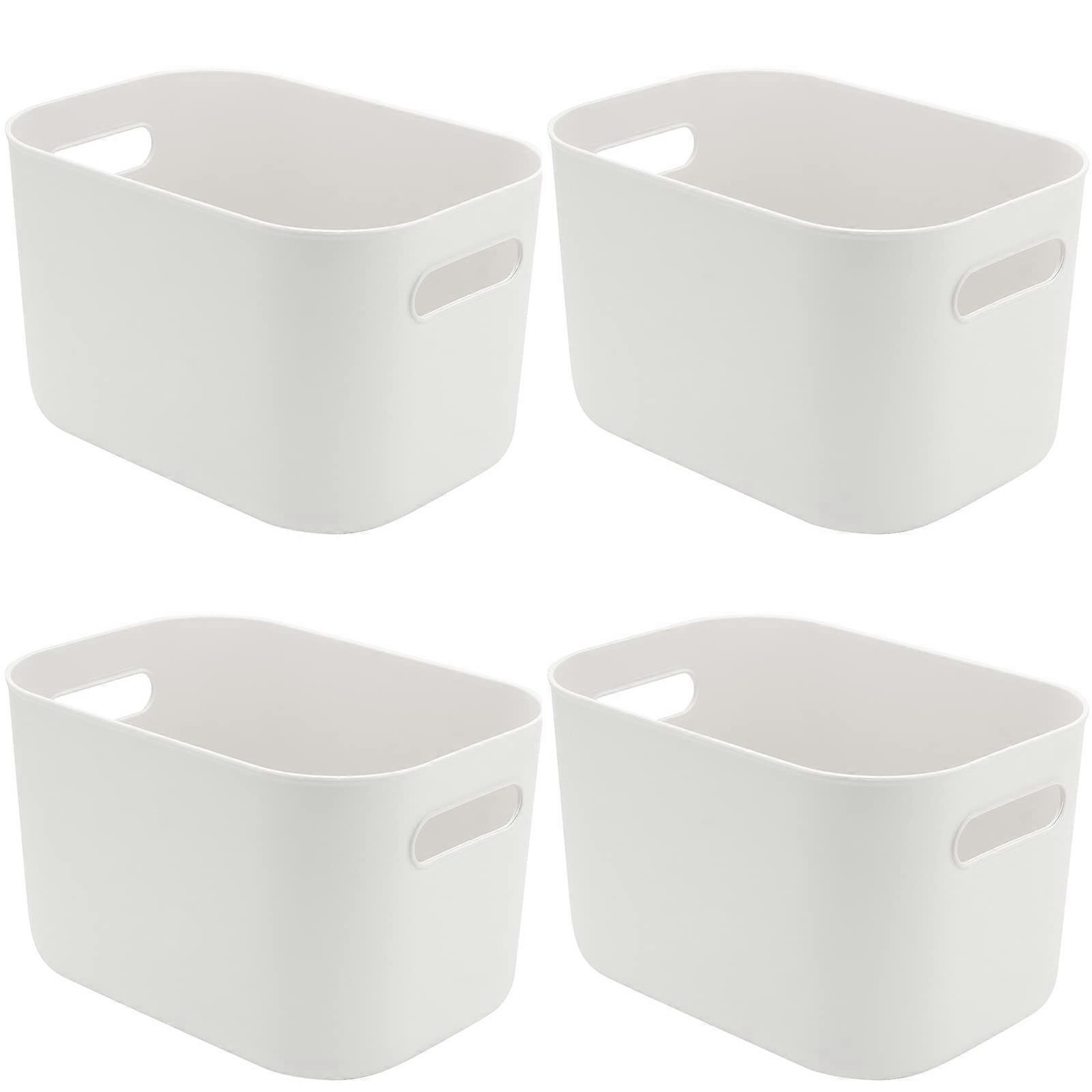 4 Pack White Storage Bins for Bathroom Organization 10x7x6.3 Inch
