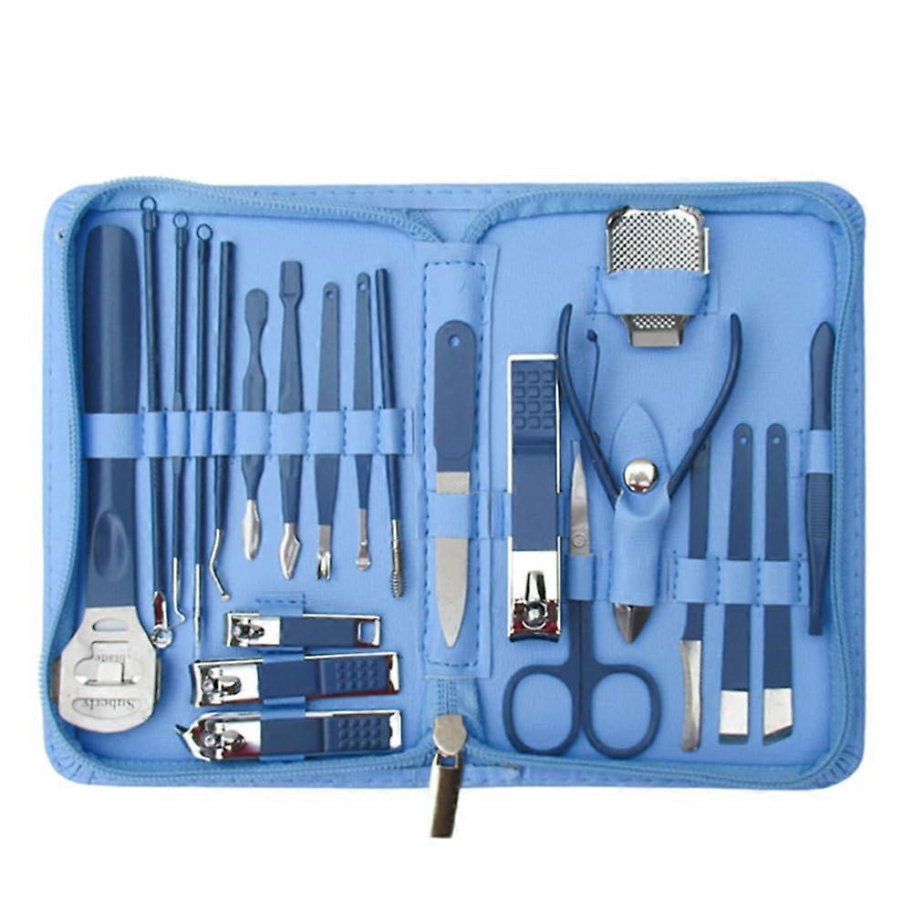 Manicure Set 22PCS Nail Clipper Cutter Care Tools with Case, Blue Pedicure Pliers for Home and Travel Use