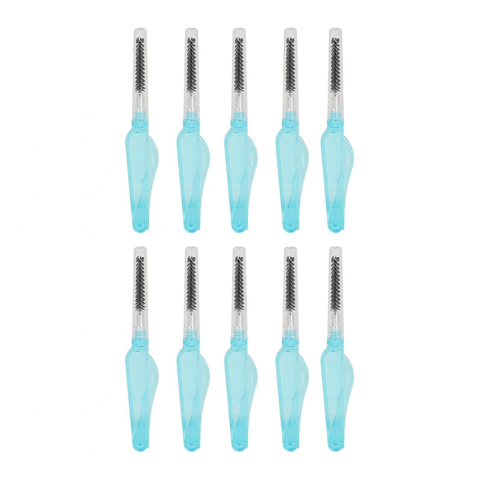 10Pcs Eyelash Brush Comb Mini 2 Use Portable Reusable Eyebrow Cosmetic Makeup Tool Blue