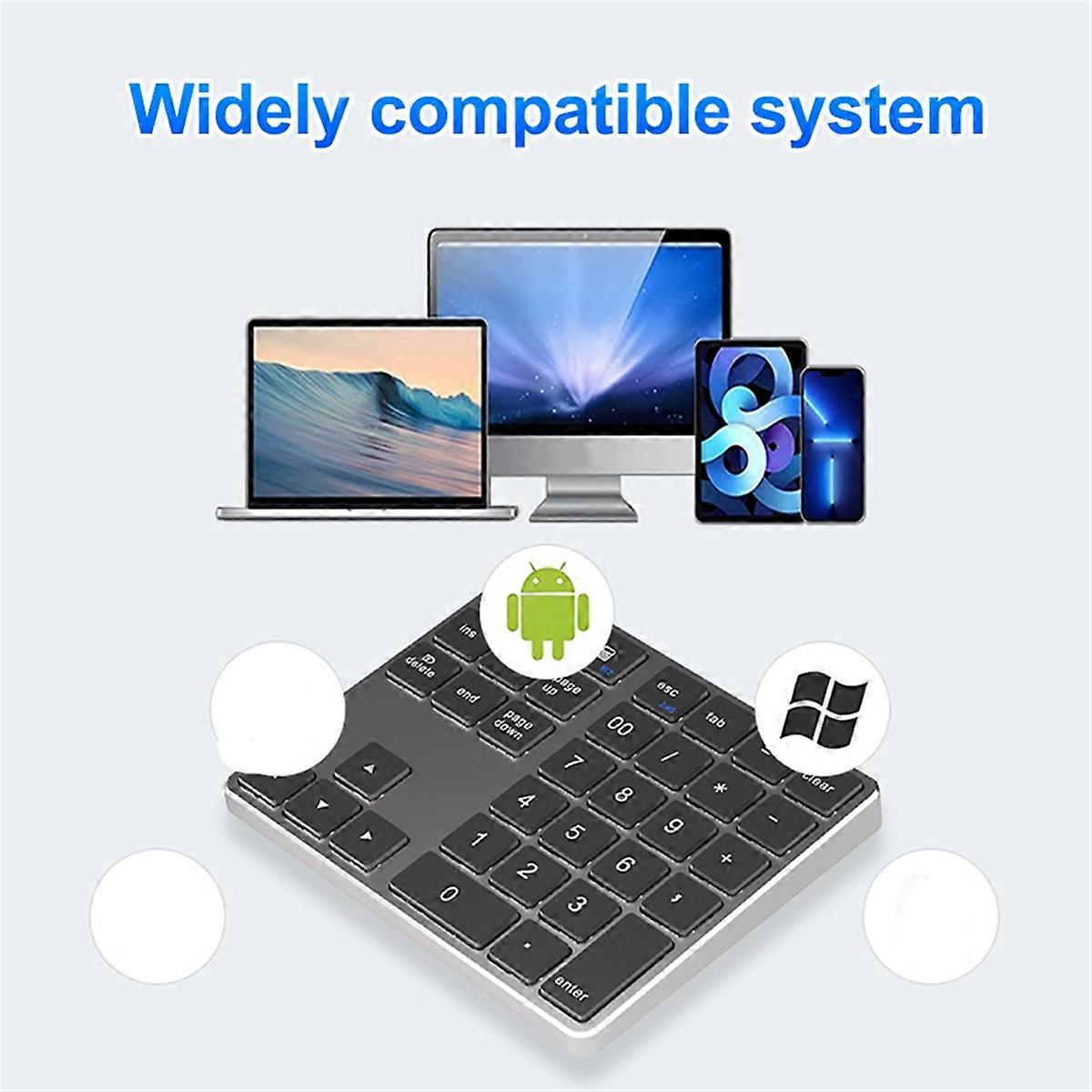 Dual Bluetooth Numeric Keypad 2.4Ghz Wireless Keyboard Black
