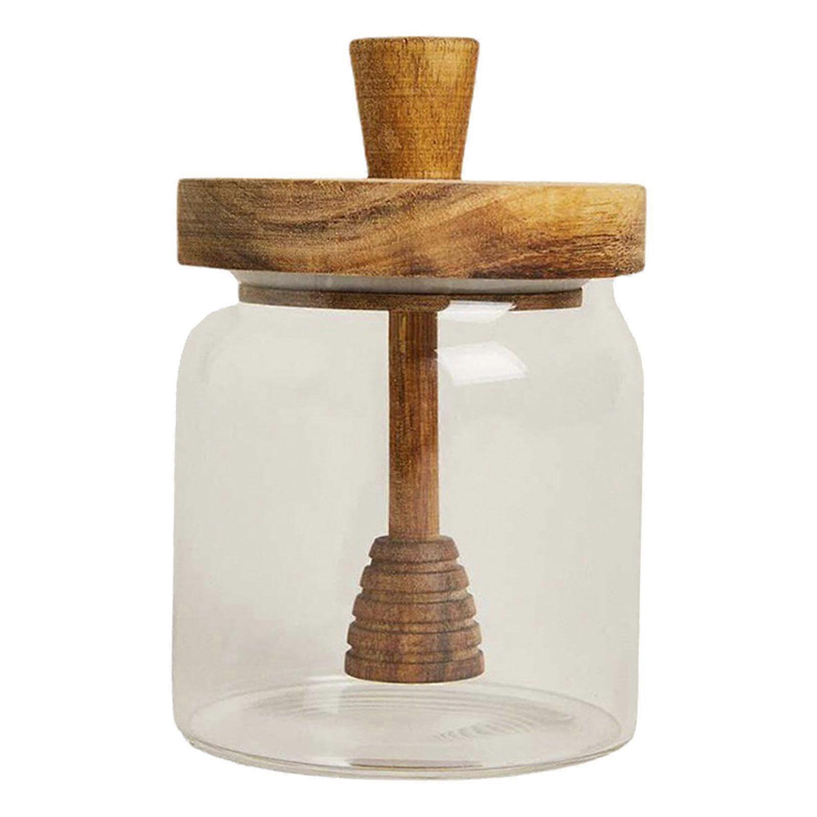 Honey Storage Container Glass Beehive Dispenser, Clear Honey Pot Jar for Dining Table and Office