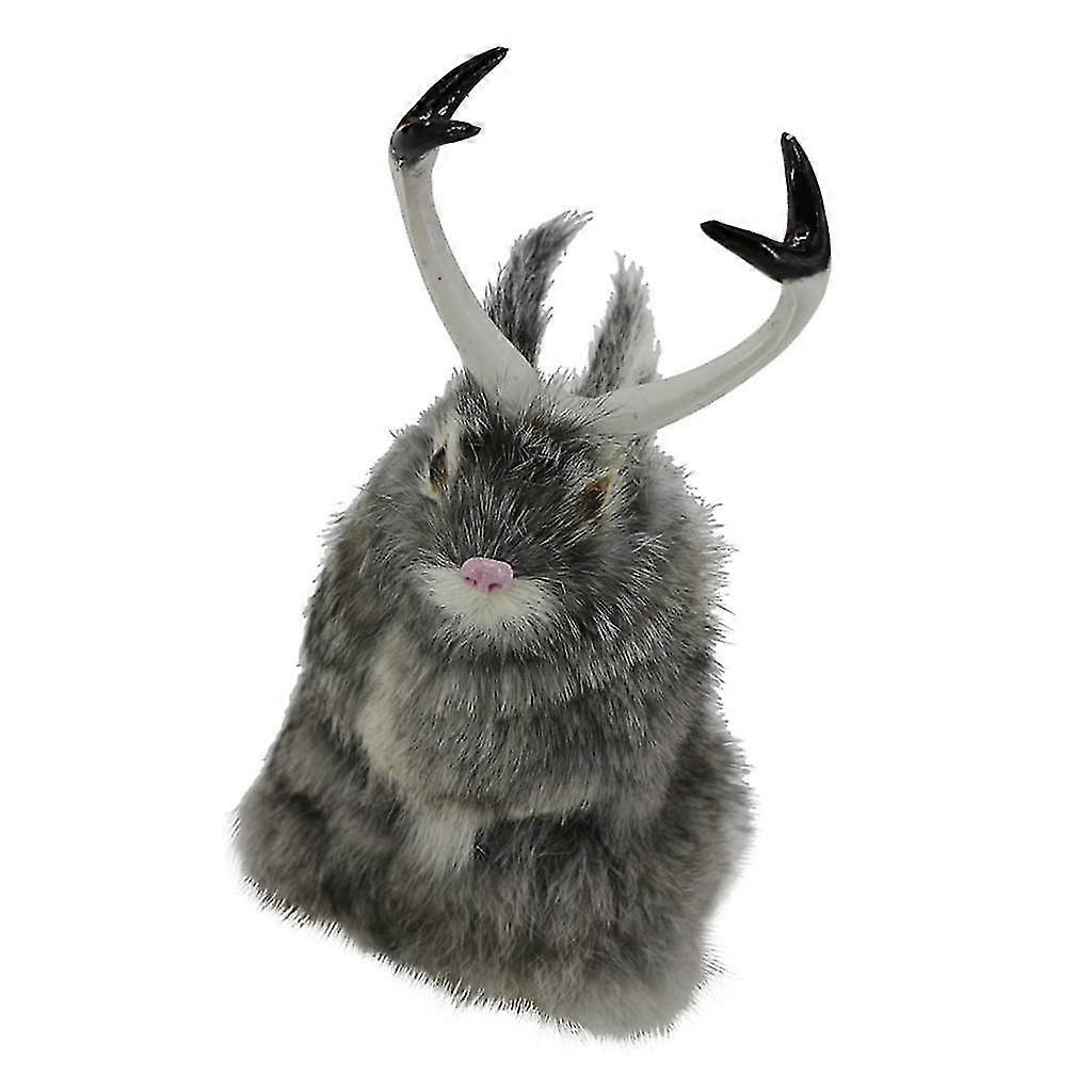 Realistic Artificial Rabbit Lifelike Easter Furry Animal Figurine Grey