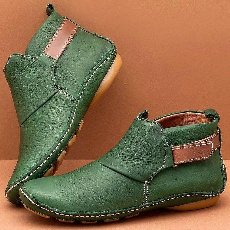 Orthopedic Shoes Vintage Flat Boot Ankle Top Shoes Soft PU Boots TPR Sole Hook & Loop Closure for Women Men