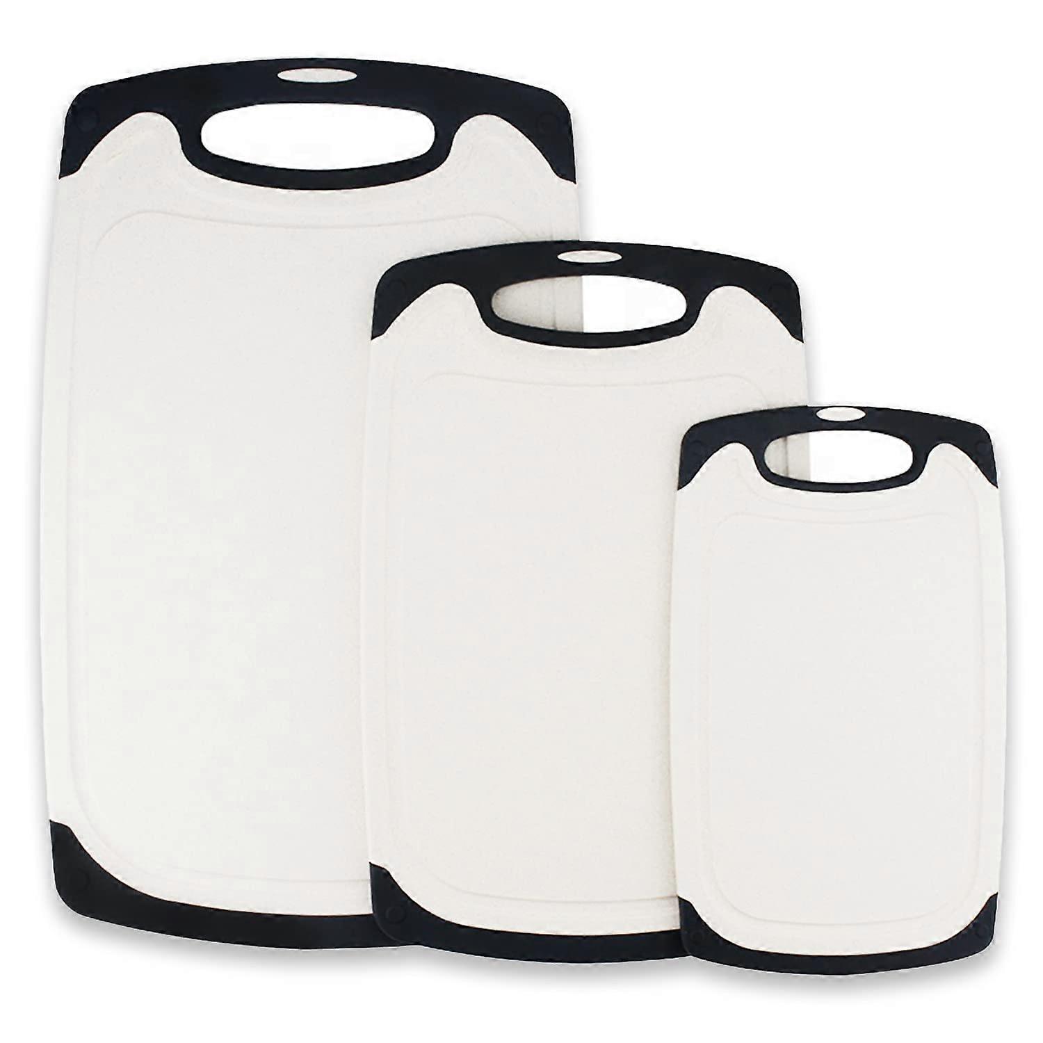 EcoWheat Cutting Board Set of 3, BPA-Free Food Safe Wheat Straw PP Material, Dishwasher Safe, Non-Slip Design, White