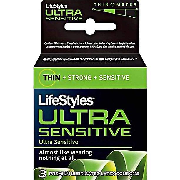 Lifestyles Lubricated Latex Condoms Ultra Sensitive, 3 Ct