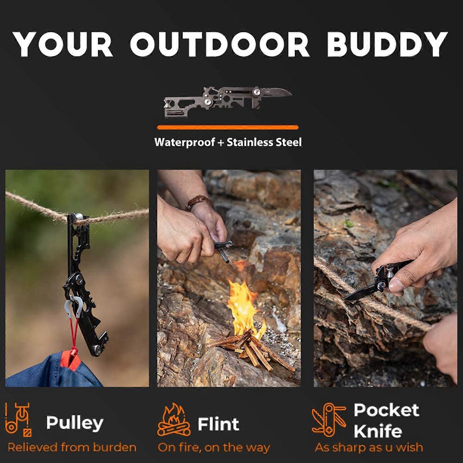 30 in 1 PockeTool Multitool Gifts for Men Portable Wallet Size for Outdoor Survival Camping Hiking