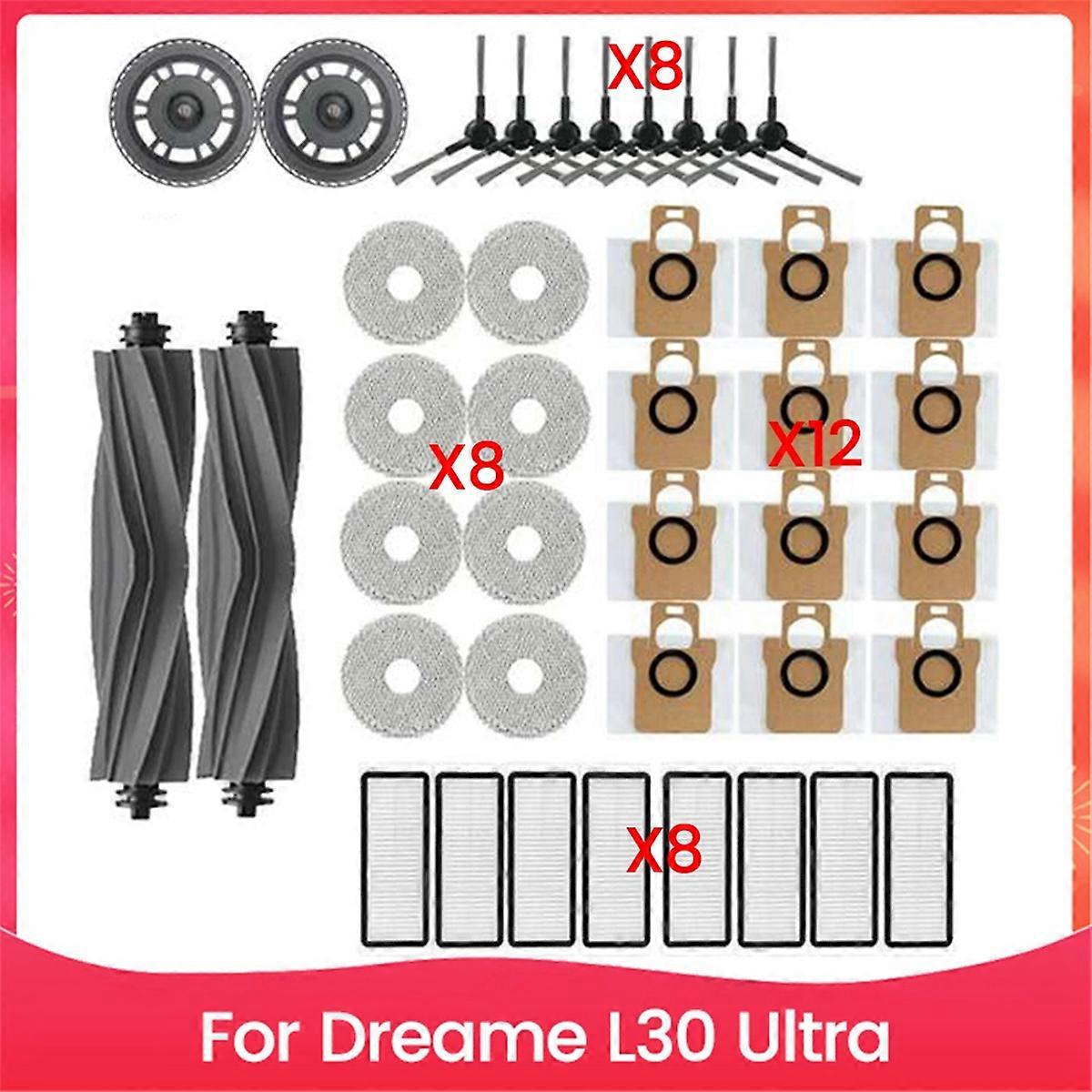 40PCS Vacuum Brush Filter Dust Bag and Mop Cloth Set for Dreame Parts