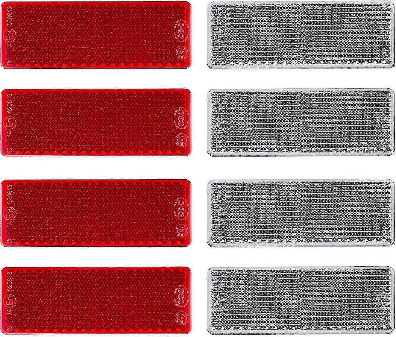 Rectangular Self-Adhesive Reflectors Kit Featuring 4 Red and 4 White Trailers