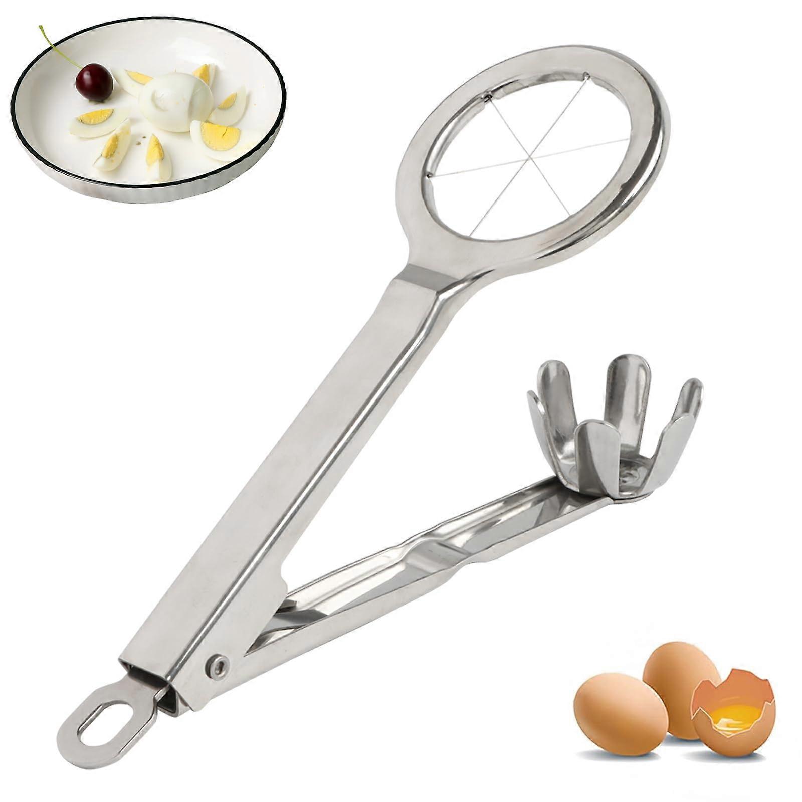 Egg Slicer Stainless Steel Wedger Cutter Divides Hard Boiled Eggs Into 6 Equal Segments In One Action