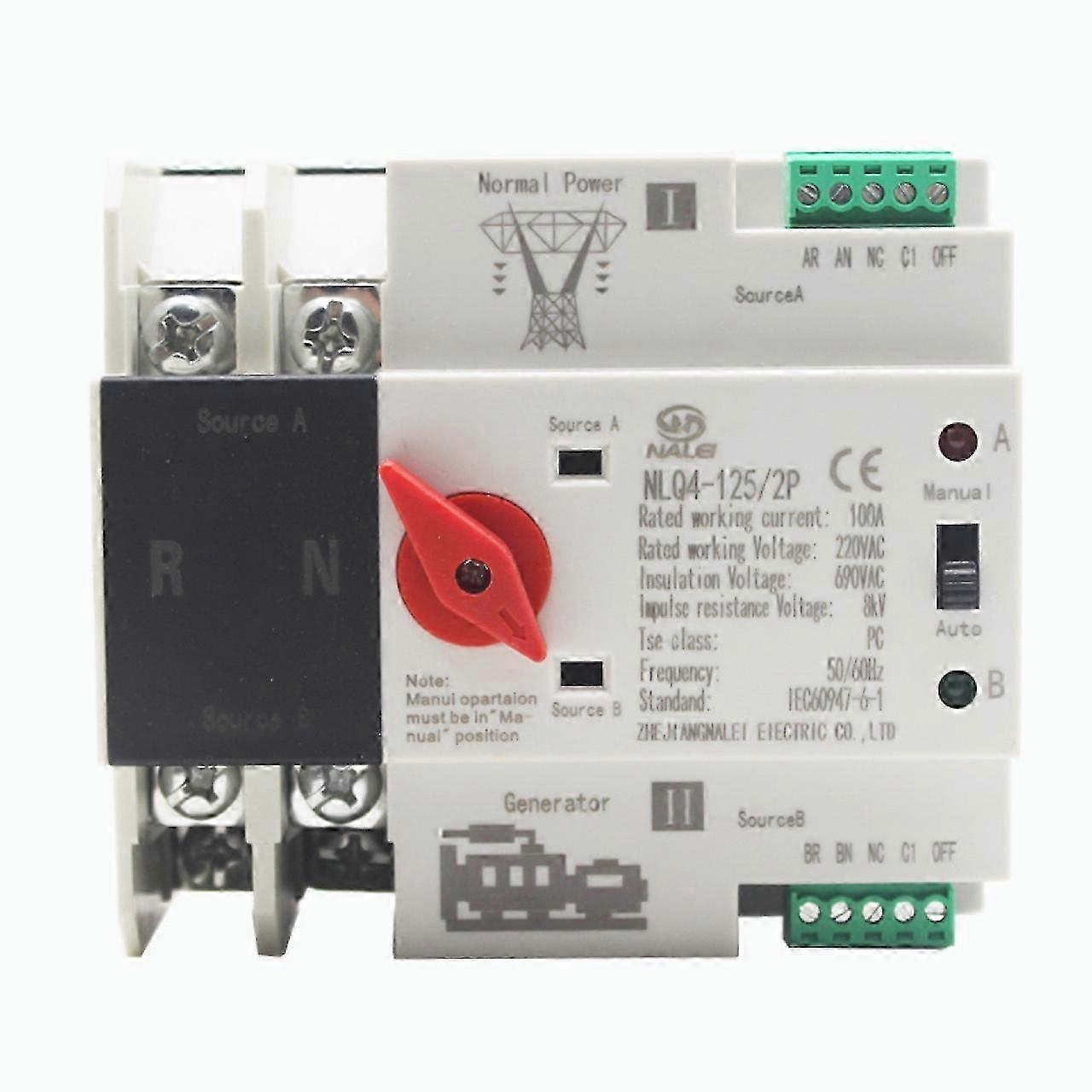 Bi-directional Continuous Power Supply Controller with Automatic Transfer Switch - NLQ4-125/2P 220V