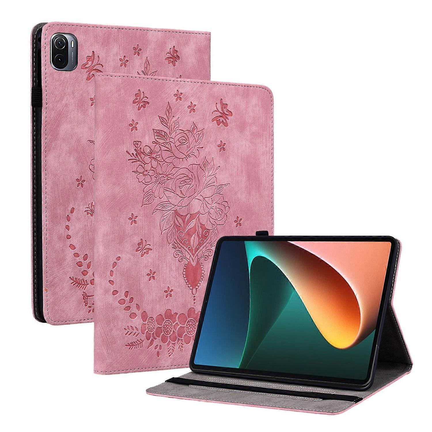 Butterfly Rose Präglad Läder Smart Tablet Fodral För Xiaomi Pad 5 / Pad 5 Pro
