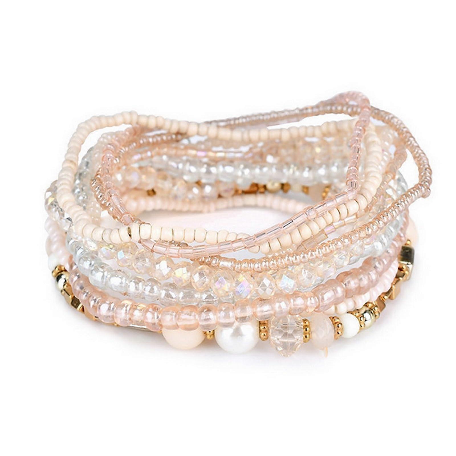 Bead Bracelets for Women Boho Style Beige Friendship Jewelry Set with Multiple Pieces and Unique Designs