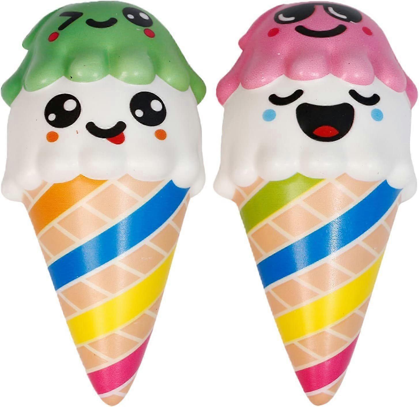 2 Pack Squishy Squeeze Toys - Kawaii Ice Cream - Slowly Recovers - Scented Toys for Kids - Cute Gifts