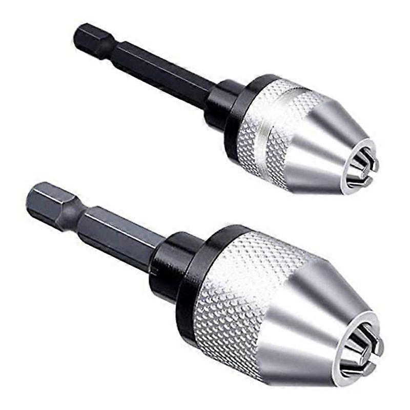 2 Pcs Hex Shank Keyless Drill Chuck 1/4 Inch Fast Change Adapter Converter Drill Adapter (0.3mm-3.6mm 0.3mm-6.5mm)