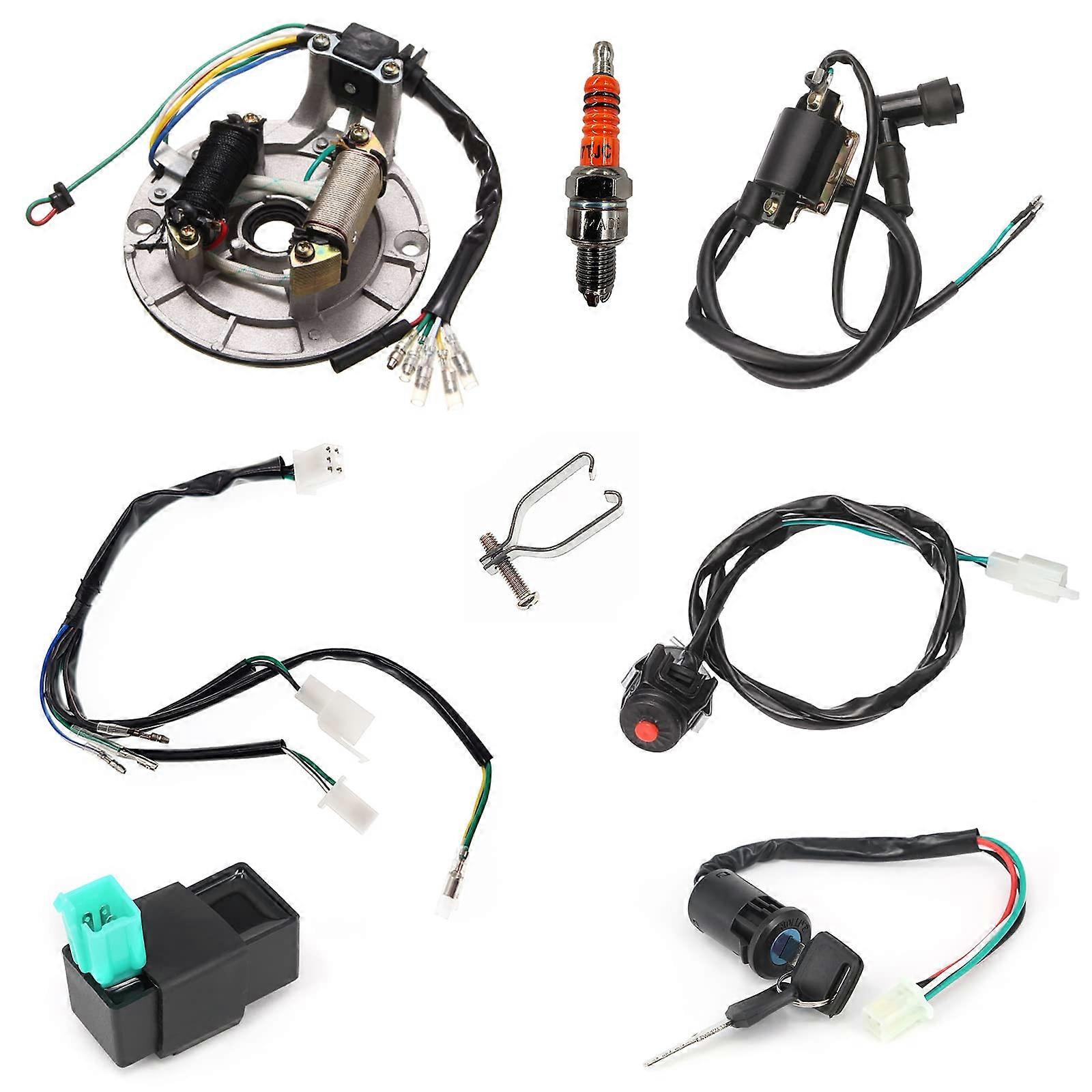 ATV Rebuild Kit Kick Start Harness Wire Loom with Ignition Coil - Compatible with Dirt Pit Bikes, 2 Coils Included