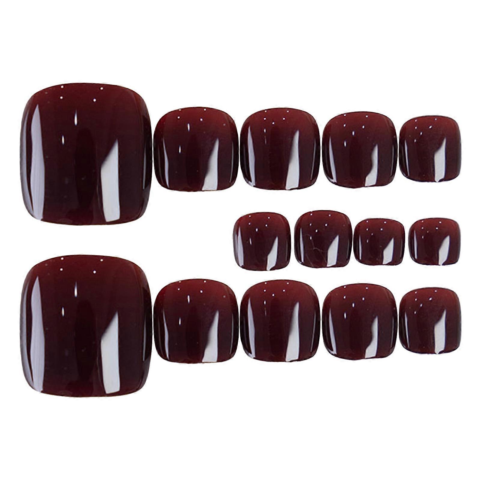 14pcs Full Cover Artificial Toe Nails Short Square Glossy False Toe Nails
