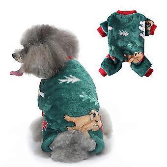 Dog Christmas Outfit, Dog Pajamas, Dog Winter Clothes for Small Dogs Boy Girl, Pet Sweater, Cat Costume (Green)