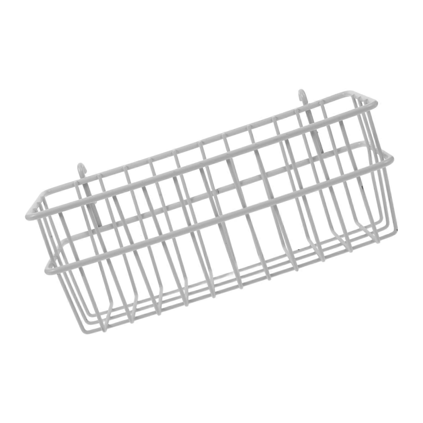 Wall Storage Basket - White Iron Hanging Organizer for Garage, Wire Baskets with Peg Hooks, Durable Storage Solution