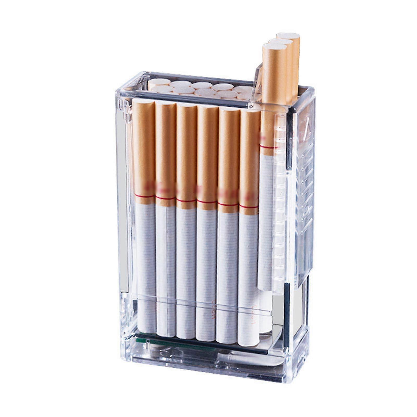 Rechargeable Cigarette Case Lighter, Integrated Automatic PopUp Cigarette Case of 20, Plastic Transparent and AntiPressure